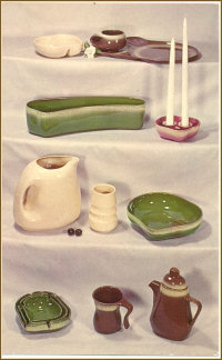 Postcard of examples of Tamac Pottery pieces